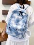 Tie Dye Letter Patch & Chain Decor Functional Backpack