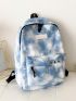 Tie Dye Letter Patch & Chain Decor Functional Backpack