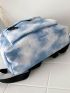 Tie Dye Letter Patch & Chain Decor Functional Backpack