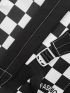 Checkered & Letter Graphic Functional Backpack With Bag Charm