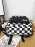 Checkered & Letter Graphic Functional Backpack With Bag Charm