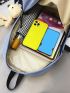 Letter Patch & Release Buckle Detail Functional Backpack With Bag Charm