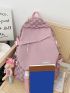 Checkerboard Pattern Release Buckle Detail Functional Backpack With Bag Charm