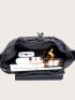 Quilted Buckle Decor Flap Backpack