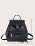 Quilted Buckle Decor Flap Backpack