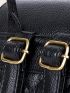 Quilted Buckle Decor Flap Backpack