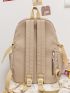 Slogan Embroidery Functional Backpack With Bag Charm