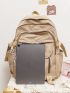 Slogan Embroidery Functional Backpack With Bag Charm