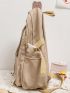 Slogan Embroidery Functional Backpack With Bag Charm