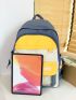 Letter Graphic Colorblock Functional Backpack