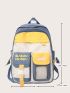 Letter Graphic Colorblock Functional Backpack