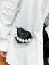 Mini Faux Pearl Beaded Heart Shaped Chain Novelty Bag