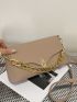 Chain Decor Litchi Embossed Flap Square Bag