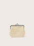 Butterfly Appliques Kiss Lock Straw Bag