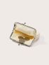 Butterfly Appliques Kiss Lock Straw Bag