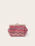 Chevron Pattern Kiss Lock Straw Bag