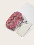 Chevron Pattern Kiss Lock Straw Bag