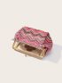 Chevron Pattern Kiss Lock Straw Bag