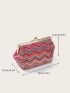Chevron Pattern Kiss Lock Straw Bag