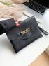 Chain Decor Textured Clutch Bag