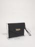 Chain Decor Textured Clutch Bag