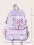 Gingham Bow Decor Functional Backpack