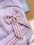 Gingham Bow Decor Functional Backpack
