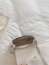 Two Tone Weave Detail Flap Crossbody Bag