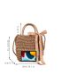 Twilly Scarf Decor Drawstring Design Straw Bag