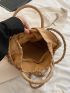 Twilly Scarf Decor Drawstring Design Straw Bag