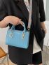 Mini Crocodile Embossed Letter Graphic Square Bag