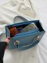 Mini Crocodile Embossed Letter Graphic Square Bag