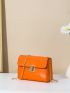Mini Metallic Snakeskin Embossed Twist Lock Flap Chain Square Bag