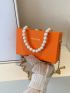 Mini Neon Orange Faux Pearl Decor Box Bag