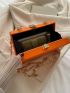 Mini Neon Orange Faux Pearl Decor Box Bag