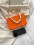 Mini Neon Orange Faux Pearl Decor Box Bag