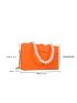 Mini Neon Orange Faux Pearl Decor Box Bag