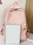 Letter Graphic Double Zipper Functional Backpack
