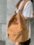 Letter Patch Knot Decor Functional Backpack