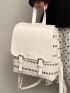 Letter Embossed Metal Buckle Decor Flap Straw Bag