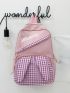 Letter & Gingham Print Functional Backpack