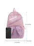 Letter & Gingham Print Functional Backpack