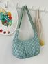 Checkered Pattern Hobo Bag
