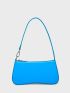 Artificial Patent Leather Neon-Blue Baguette Bag