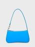 Artificial Patent Leather Neon-Blue Baguette Bag