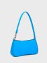 Artificial Patent Leather Neon-Blue Baguette Bag
