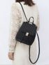 Mini Quilted Twist Lock Flap Backpack