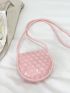 Mini Quilted Faux Pearl Decor Flap Saddle Bag