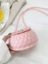 Mini Quilted Faux Pearl Decor Flap Saddle Bag