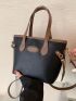 Letter Patch Decor Contrast Binding Square Bag